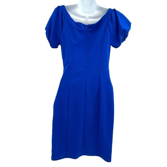 NIKIBIKI Women's Royal Blue Short Sleeve Sheath Dress Back Zip Size Small - Picture 4 of 14